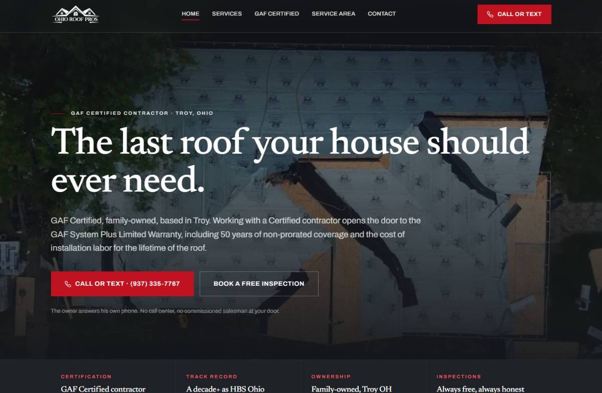 Website Design in Troy — Custom website for roofing contractor